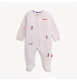 Magnetic  Me Embroidery Dogs Pink Velour Footie