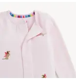 Magnetic  Me Embroidery Dogs Pink Velour Footie