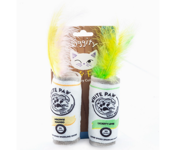 White Paw Catnip Toys with Feathers