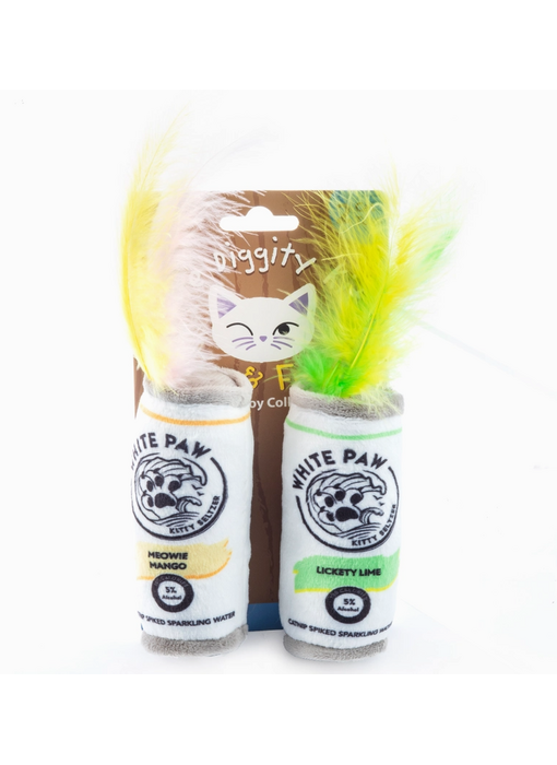 White Paw Catnip Toys with Feathers