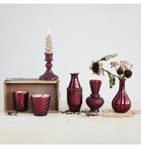 Creative Co-OP Pressed Recycled Glass Taper Holder, Red