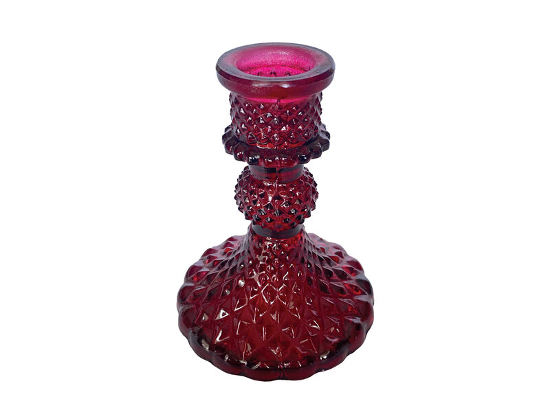 Creative Co-OP Pressed Recycled Glass Taper Holder, Red
