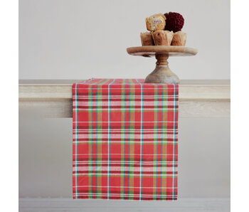 Woven Cotton Table Runner w Plaid Pattern, Multi Color