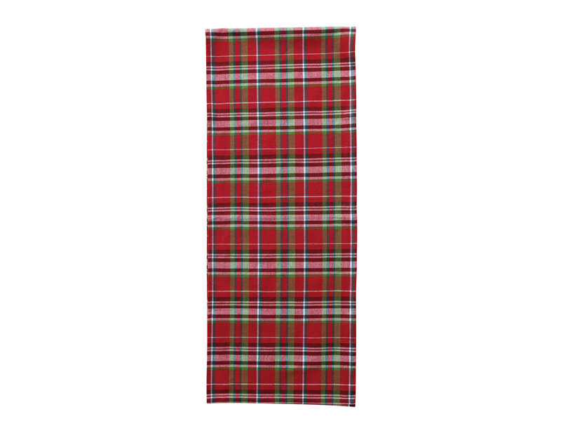 Creative Co-OP Woven Cotton Table Runner w Plaid Pattern, Multi Color