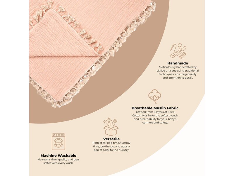 Crane Baby 6 Layer Muslin Blanket Desert Rose
