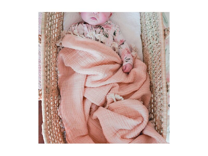 Crane Baby 6 Layer Muslin Blanket Desert Rose
