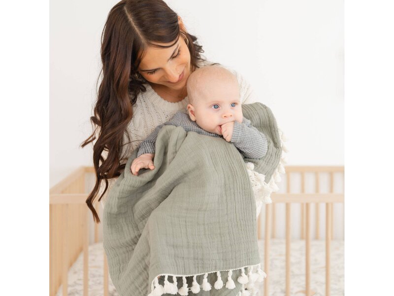 Crane Baby 6 Layer Muslin Blanket Fern