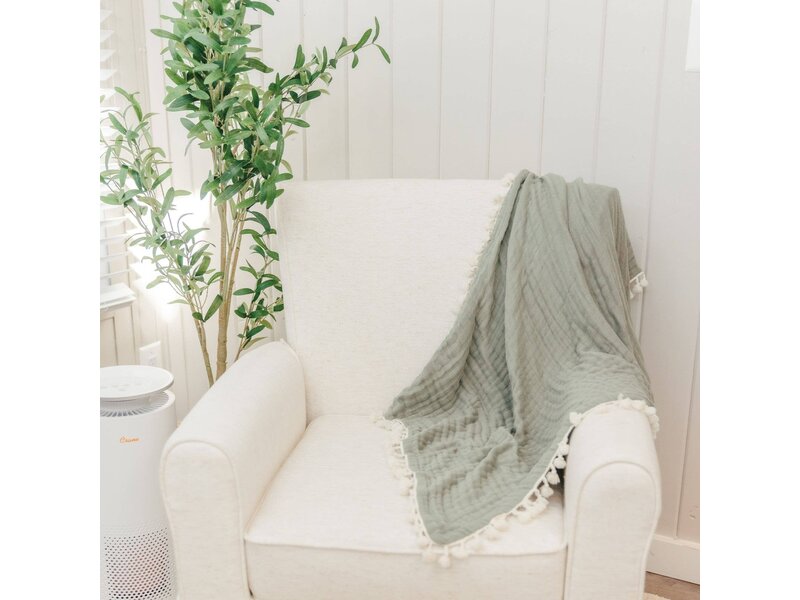 Crane Baby 6 Layer Muslin Blanket Fern
