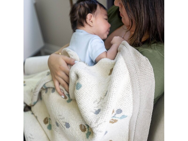 Crane Baby Avery Organic Cotton Knitted Baby Blanket (Poppy)