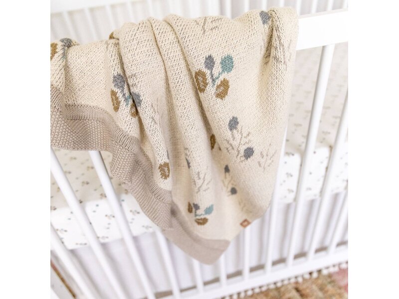 Crane Baby Avery Organic Cotton Knitted Baby Blanket (Poppy)