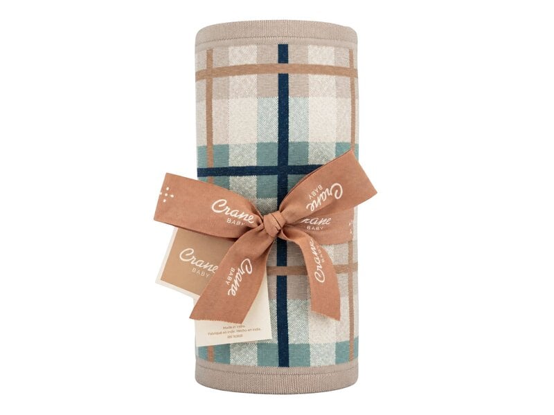 Crane Baby Charlie Farmhouse Knitted Plaid Blanket