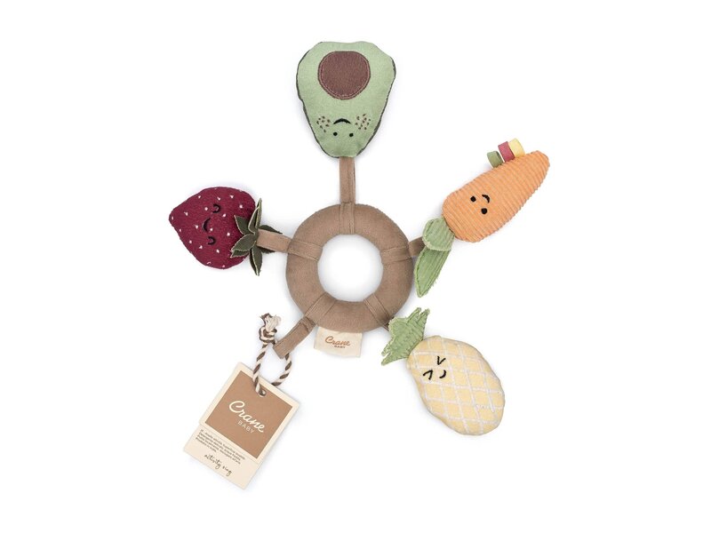 Crane Baby Clementine Fruits & Veggies Soft Plush Activity Ring