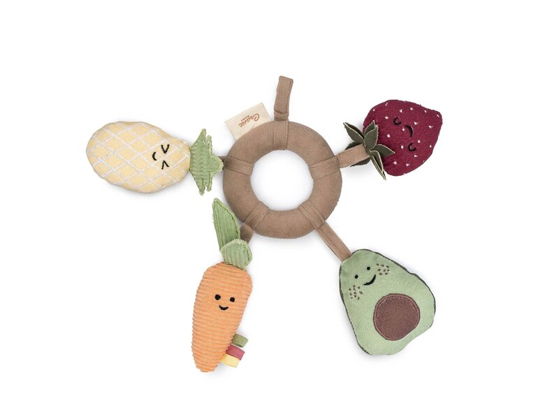 Crane Baby Clementine Fruits & Veggies Soft Plush Activity Ring