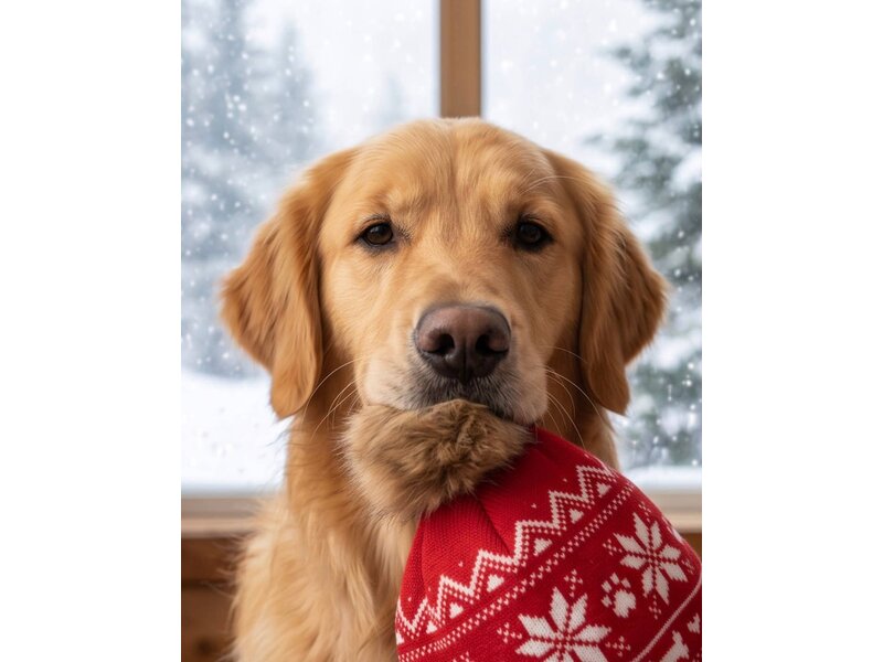 Haute Diggity Dog Apres Ski Pom Pom Hat  | Squeaker Dog Toy