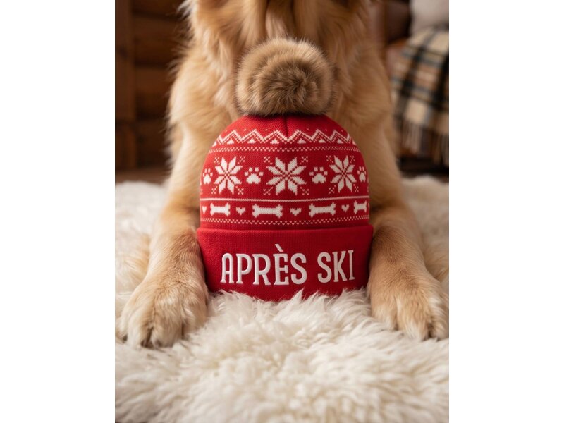 Haute Diggity Dog Apres Ski Pom Pom Hat  | Squeaker Dog Toy