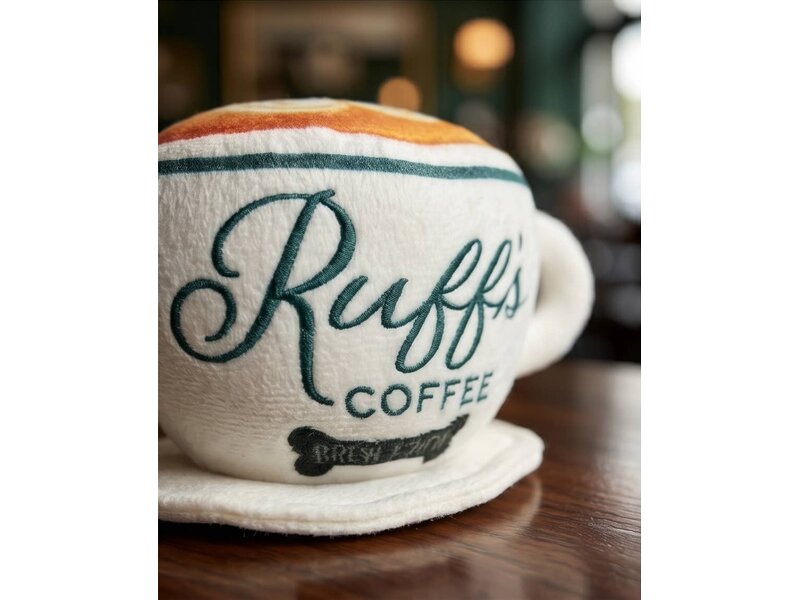 Haute Diggity Dog Ruff's Coffee Cup  | Plush Squeaker Dog Toy
