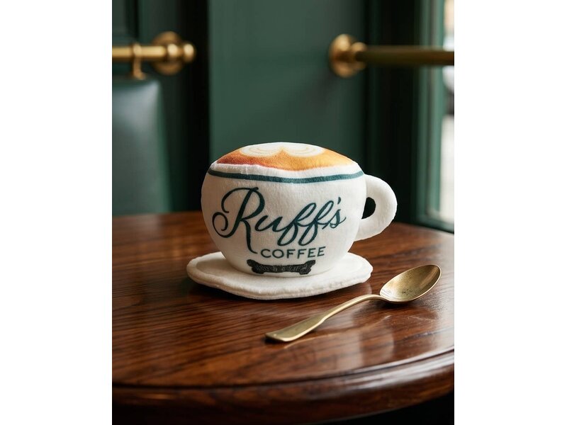 Haute Diggity Dog Ruff's Coffee Cup  | Plush Squeaker Dog Toy