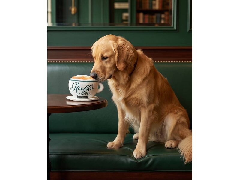Haute Diggity Dog Ruff's Coffee Cup  | Plush Squeaker Dog Toy