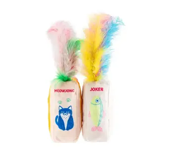 Meowjong Tiles Catnip Toys with Feathers Mahjong