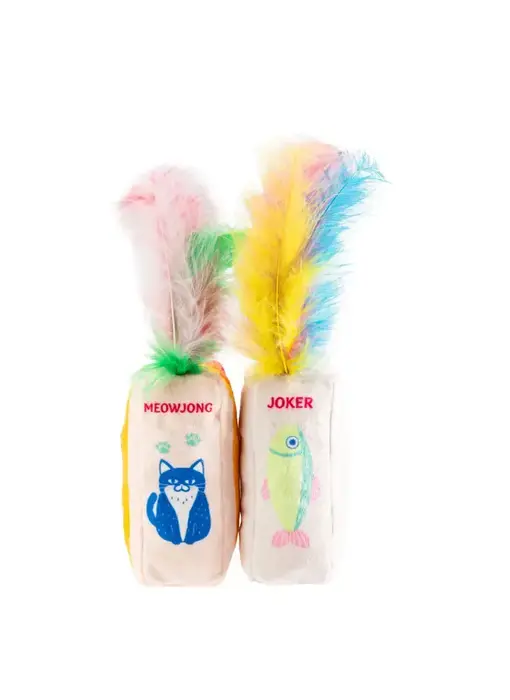 Meowjong Tiles Catnip Toys with Feathers Mahjong