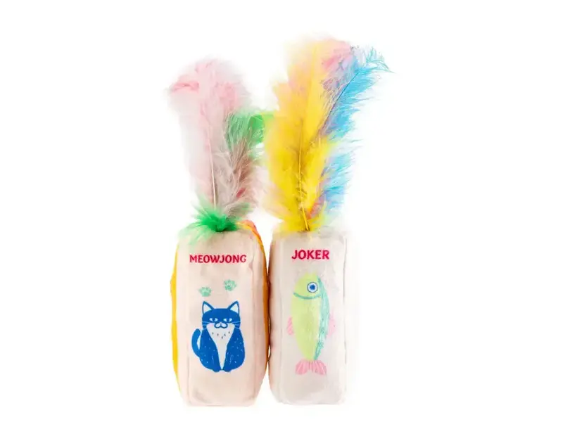 Haute Diggity Dog Meowjong Tiles Catnip Toys with Feathers Mahjong