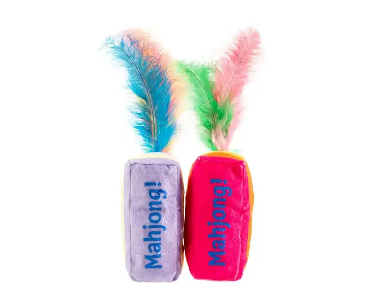 Haute Diggity Dog Meowjong Tiles Catnip Toys with Feathers Mahjong