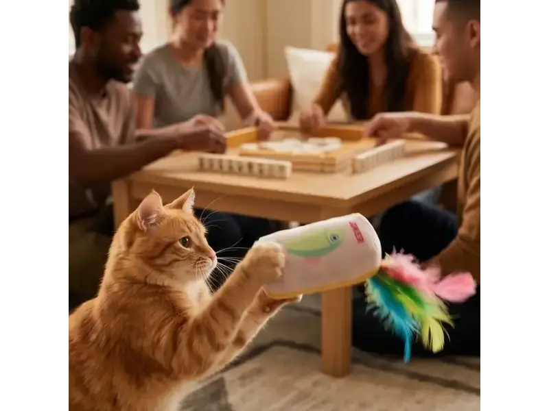 Haute Diggity Dog Meowjong Tiles Catnip Toys with Feathers Mahjong