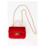 Sparkle Sister by Couture Velvet Purse with Pearl Handle - Red