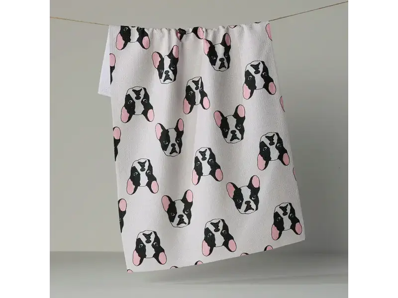 Geometry Tea Towel (18 x 30) Frenchie Faces