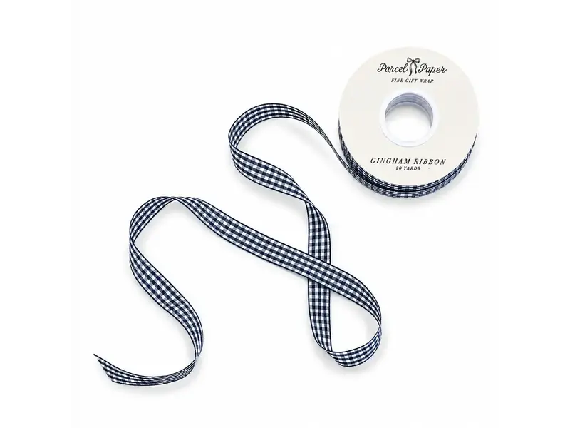 Parcel Paper 'navy' Gingham Ribbon