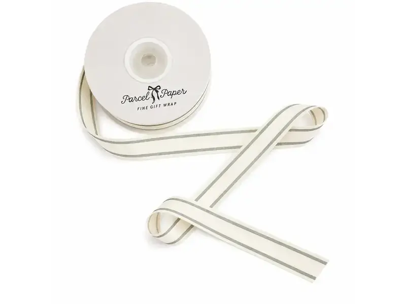 Parcel Paper 'sage Stripe' Cotton Ribbon