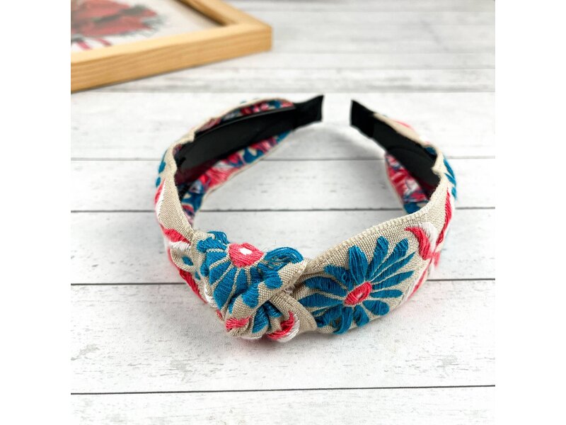 SoapElenGlen Vintage Bohemian Flower Embroidery Knotted Headband