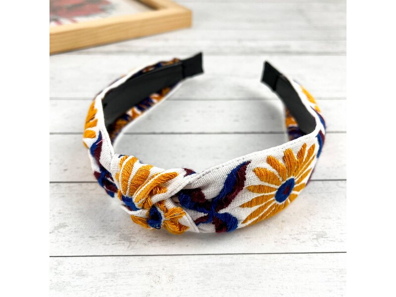 SoapElenGlen Vintage Bohemian Flower Embroidery Knotted Headband