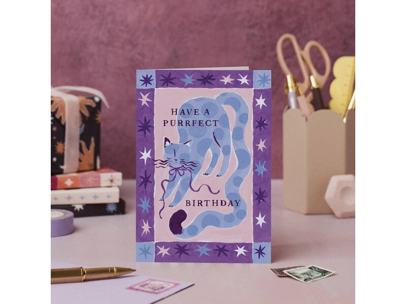 Sister Paper Co. Cat Purrfect Birthday Card | Cat Lover Birthday Cards