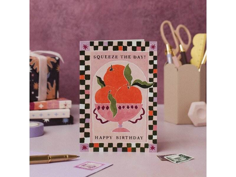 Sister Paper Co. Squeeze The Day Oranges Card | Pun Birthday Cards