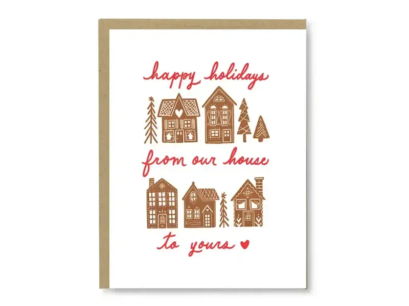 Kindred Letterpress Gingerbread House Holiday Card | Letterpress Holiday Card
