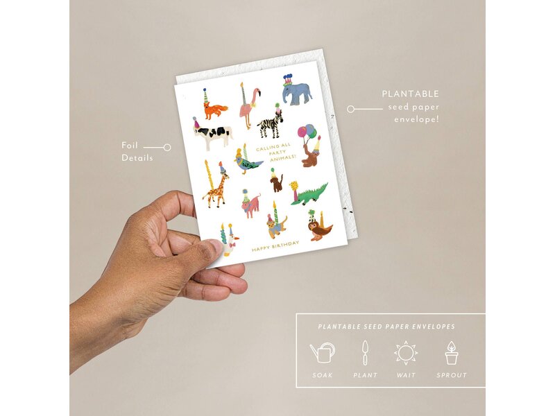 Seedlings Animal Party - Birthday Card
