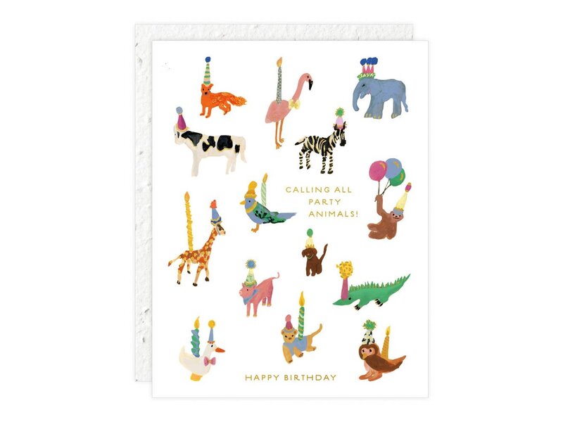 Seedlings Animal Party - Birthday Card