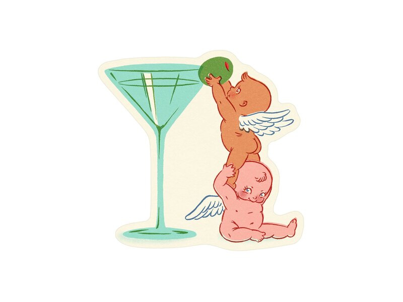 Wallflower Paper & Party Martini Olive Friends Sticker