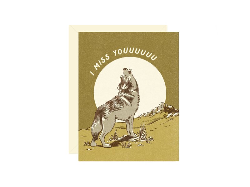 Wallflower Paper & Party Wolf Miss You Greeting Card