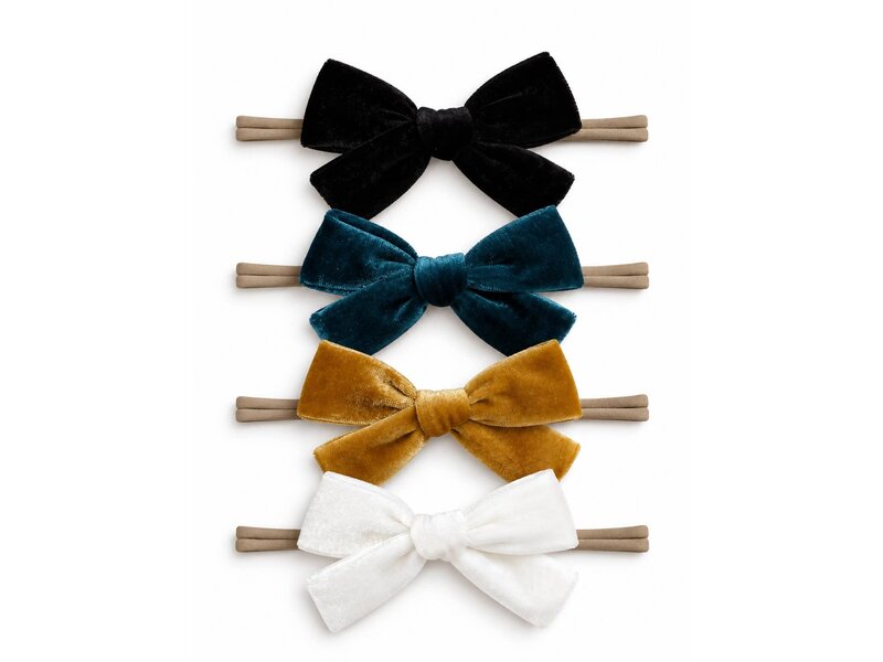 SpearmintLOVE 4-Pack Velvet Nylon Bows, Midnight Jewel
