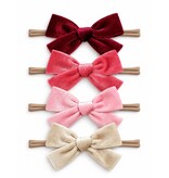 SpearmintLOVE 4-Pack Velvet Nylon Bows, Vintage Rose