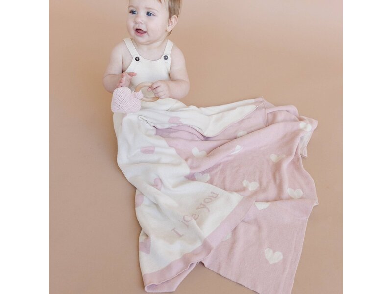 The Blueberry Hill Heart I Love You Blanket Bunny Teether Rattle Baby Gift Set
