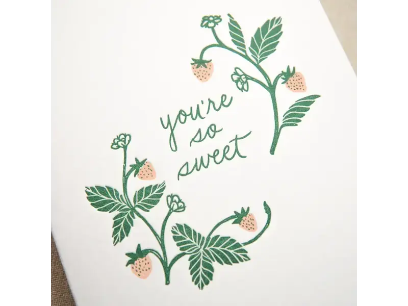Kindred Letterpress Sweet Strawberry Thank You Card | Letterpress Thank You Card