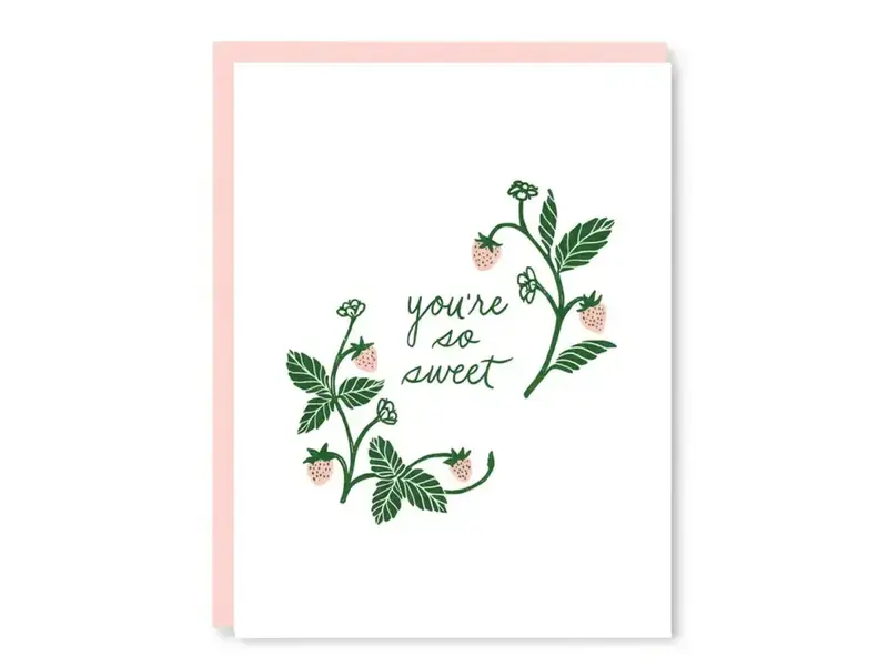 Kindred Letterpress Sweet Strawberry Thank You Card | Letterpress Thank You Card