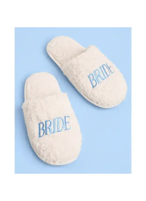 Bride Slippers | Faux Fur, Something Blue, Cozy