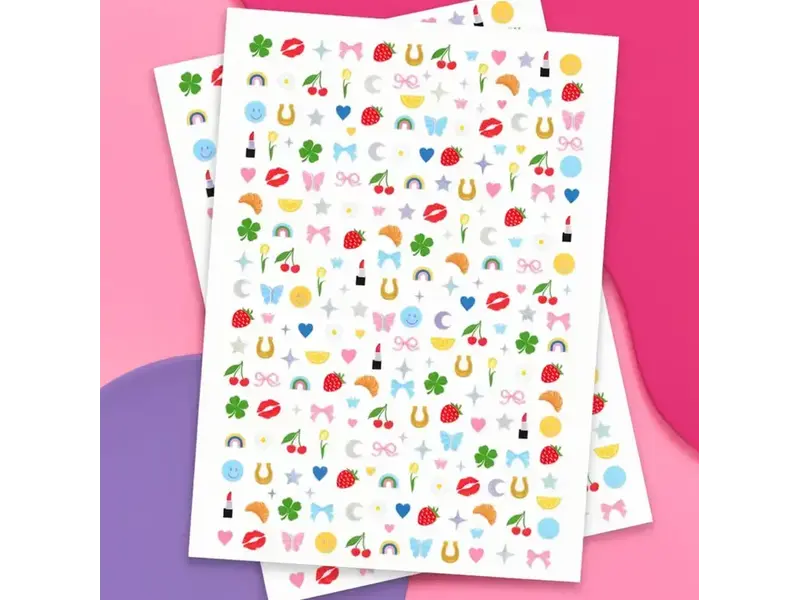 xo, Fetti Trendy Girl Nail Stickers 604 Count | Rainbow Butterfly