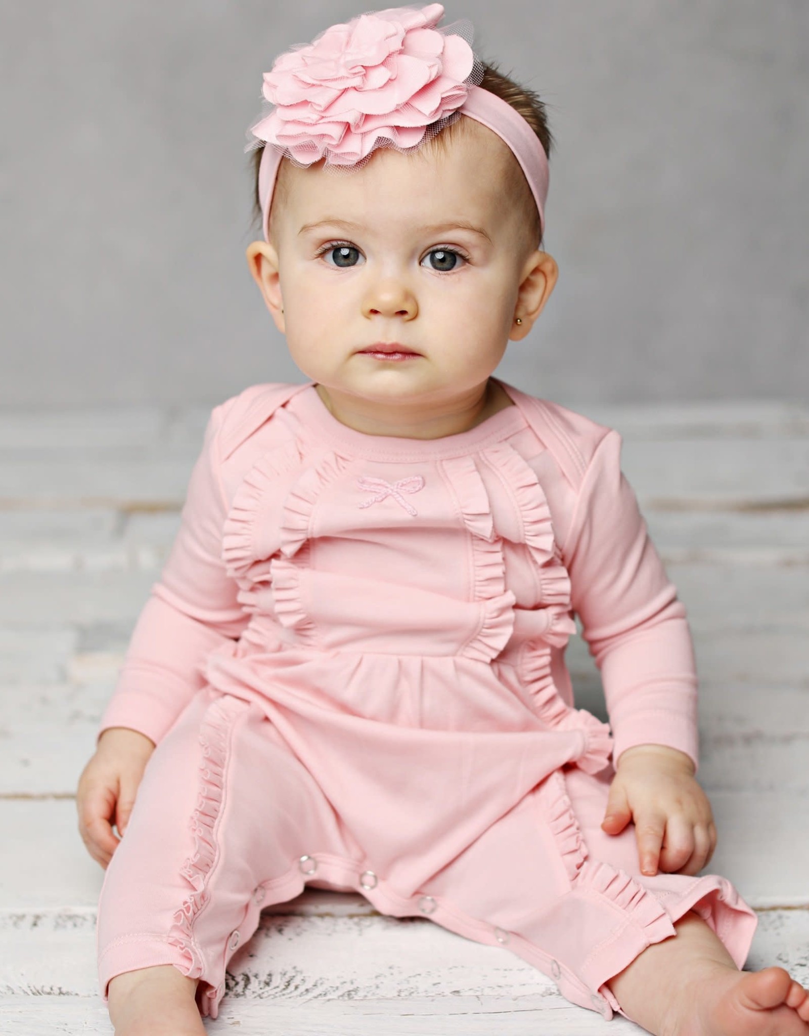 Lemon Loves Layette Victoria Romper in Rose Shadow