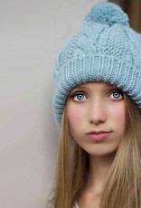 Huggalugs Cable Peony Beanie in Light Blue