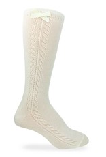 Jefferies Socks Pointelle Bow Knee High Socks in Ivory